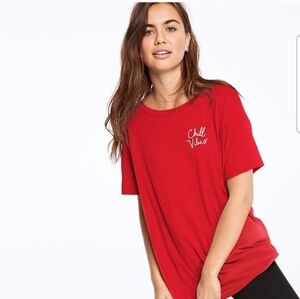 PINK Victoria's Secret Red 'Chill Vibes' Tee
